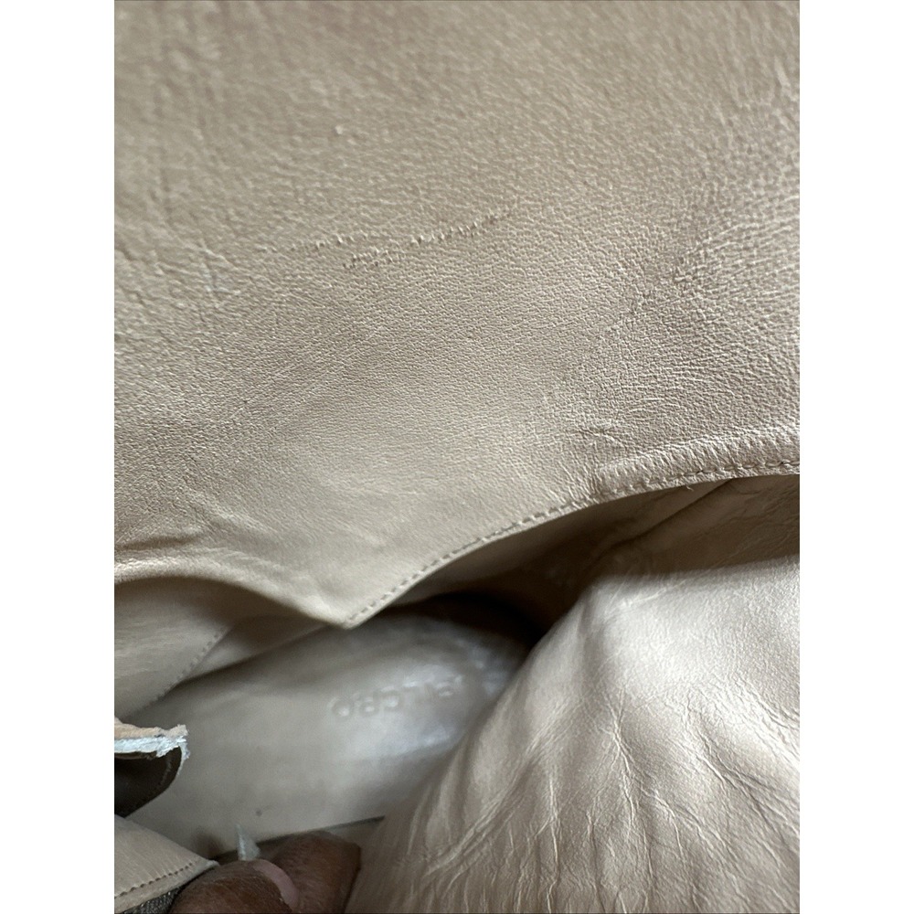 Anthropologie Pilcro Boots Stompy Genuine Patent Leather Lace Up Taupe 39 Combat - Picture 12 of 12